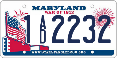 MD license plate 1AD2232