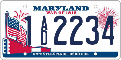 MD license plate 1AD2234