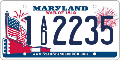 MD license plate 1AD2235