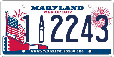 MD license plate 1AD2243
