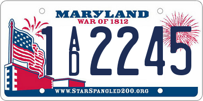 MD license plate 1AD2245