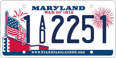 MD license plate 1AD2251