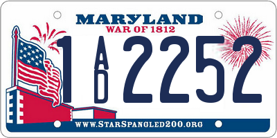 MD license plate 1AD2252