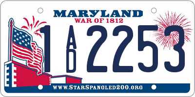 MD license plate 1AD2253
