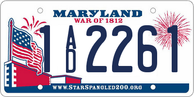 MD license plate 1AD2261