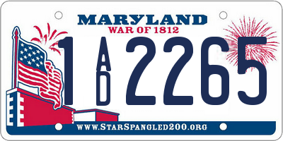 MD license plate 1AD2265