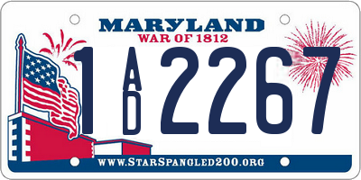 MD license plate 1AD2267