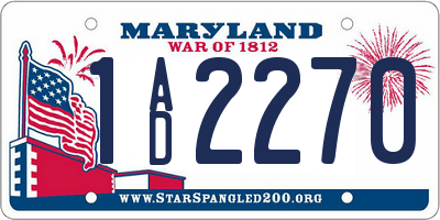 MD license plate 1AD2270