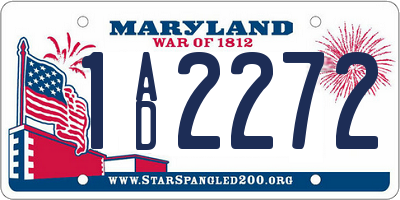 MD license plate 1AD2272