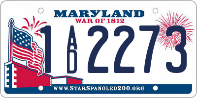 MD license plate 1AD2273