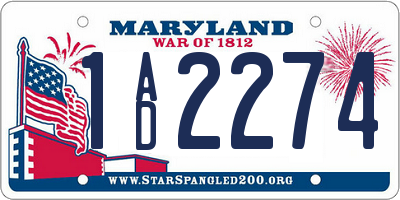 MD license plate 1AD2274