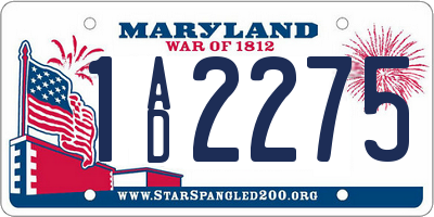 MD license plate 1AD2275
