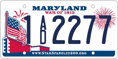 MD license plate 1AD2277