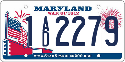 MD license plate 1AD2279