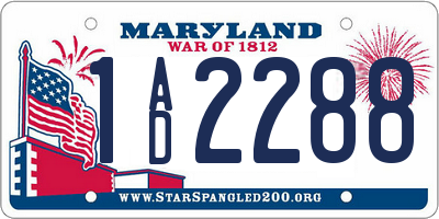 MD license plate 1AD2288