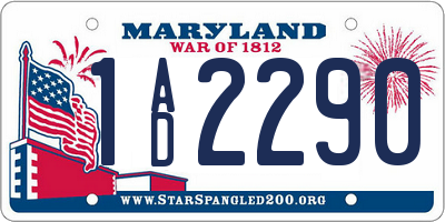 MD license plate 1AD2290