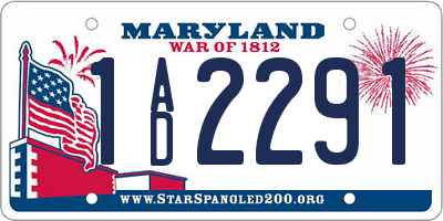 MD license plate 1AD2291