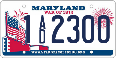 MD license plate 1AD2300
