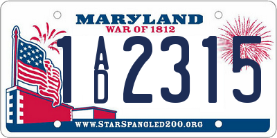 MD license plate 1AD2315