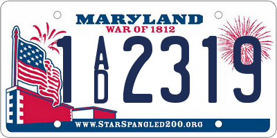 MD license plate 1AD2319