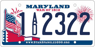 MD license plate 1AD2322