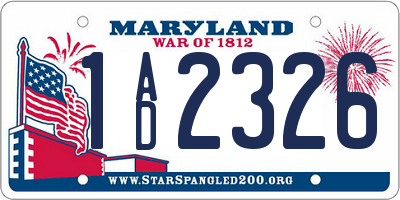 MD license plate 1AD2326