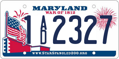 MD license plate 1AD2327