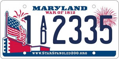MD license plate 1AD2335