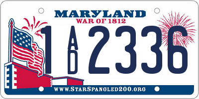 MD license plate 1AD2336