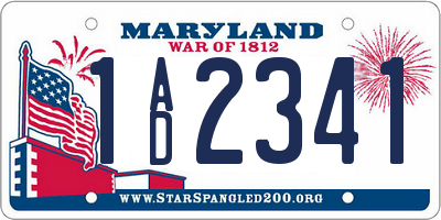 MD license plate 1AD2341