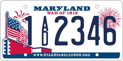 MD license plate 1AD2346