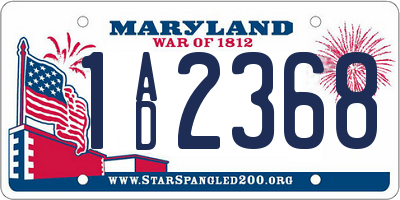 MD license plate 1AD2368