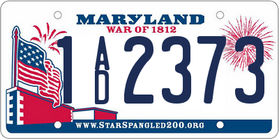 MD license plate 1AD2373