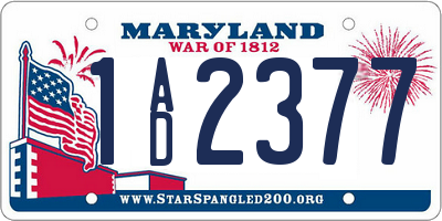 MD license plate 1AD2377