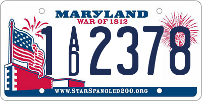 MD license plate 1AD2378