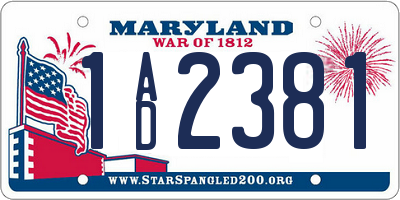 MD license plate 1AD2381