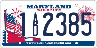 MD license plate 1AD2385