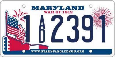 MD license plate 1AD2391