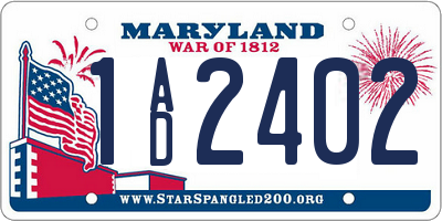 MD license plate 1AD2402