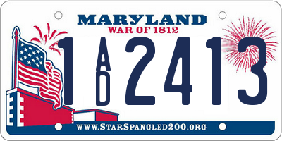 MD license plate 1AD2413
