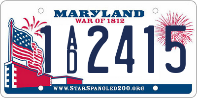 MD license plate 1AD2415
