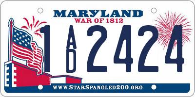 MD license plate 1AD2424
