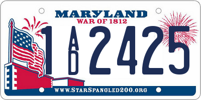 MD license plate 1AD2425