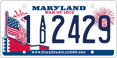 MD license plate 1AD2429
