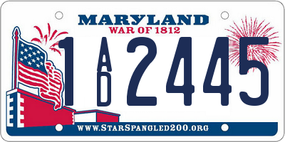 MD license plate 1AD2445