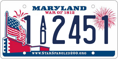 MD license plate 1AD2451