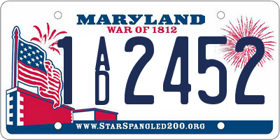 MD license plate 1AD2452