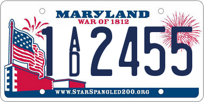 MD license plate 1AD2455