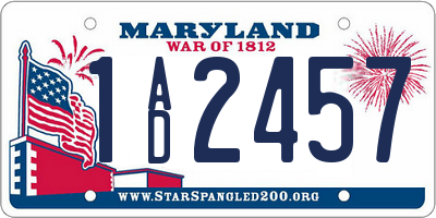 MD license plate 1AD2457