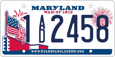 MD license plate 1AD2458